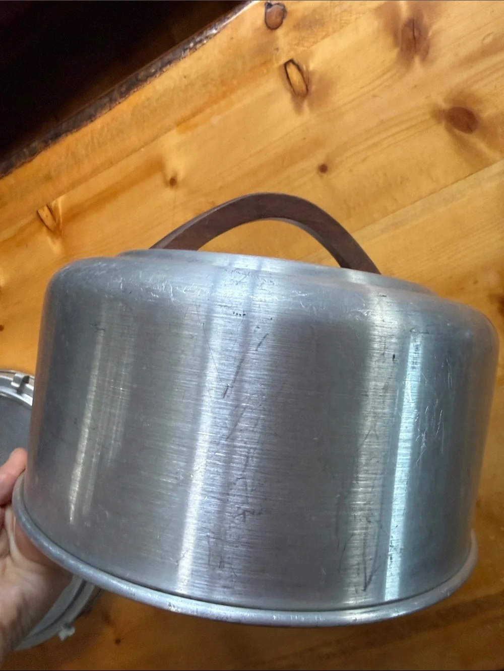 Vintage Mirro Aluminum Cake Carrier Saver Locking Lid Made In USA